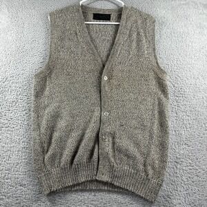 Peruvian Baby Alpaca Sweater Vest Mens Medium Brown Beige Earth Tones Peru